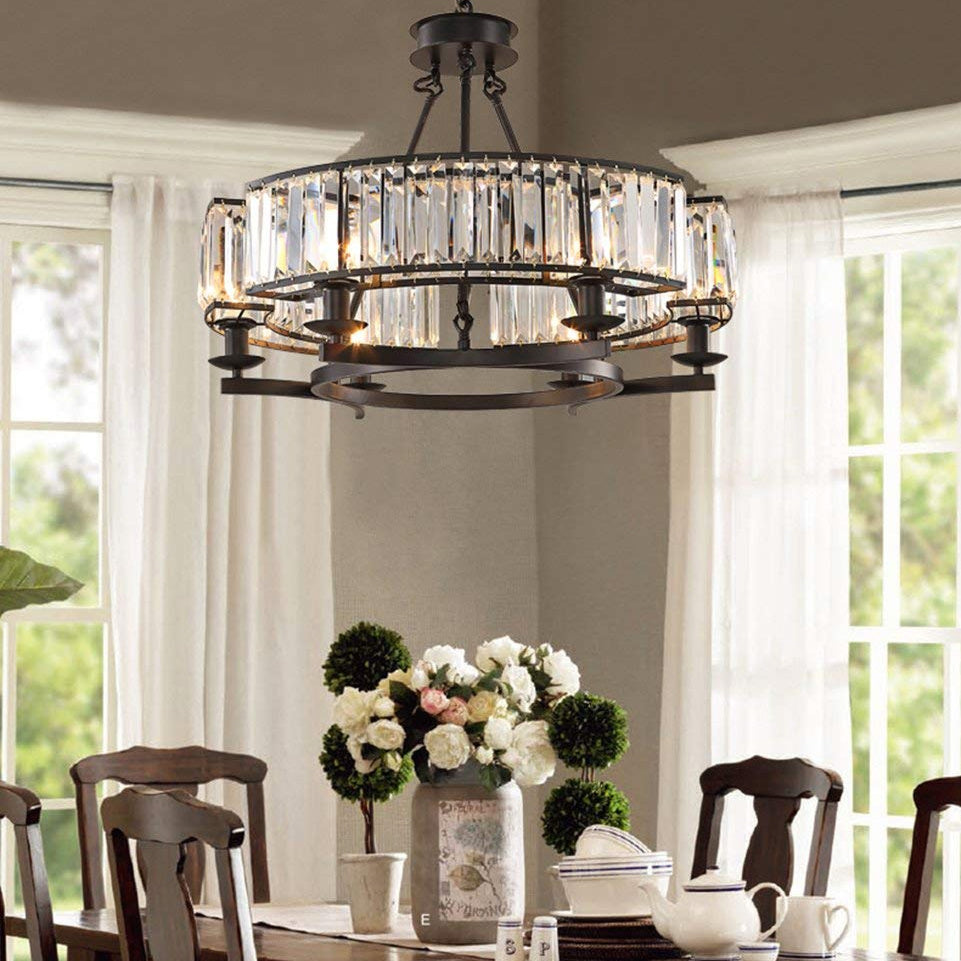 Round Modern Rustic Crystal Chandelier | LumiMuse