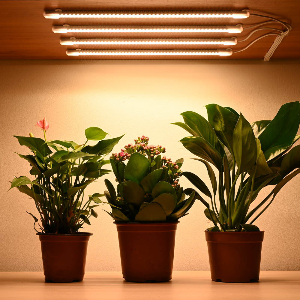 Full Spectrum LED Grow Light for Indoor Plants with Timer, 4-Strips by Lumimuse