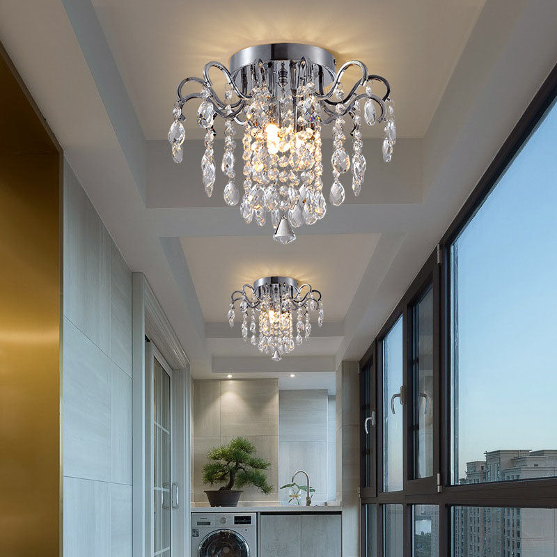 Modern Mini Round Crystal Flush Mount Ceiling Light | Lumimuse