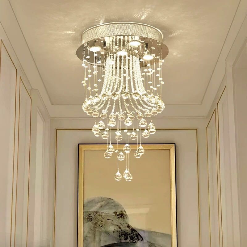 Modern Round Flush Mount Crystal Chandelier - Jellyfish Ceiling Light | LumiMuse