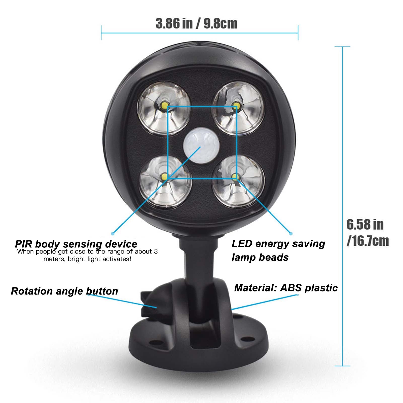 Lumimuse Outdoor Waterproof Wall Mounted Spotlight 100 Units Rotating Projection Floodlight Spotlight with 4 LED Spots