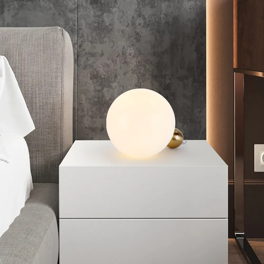 Gold Globe Base White Table Lamp | LumiMuse