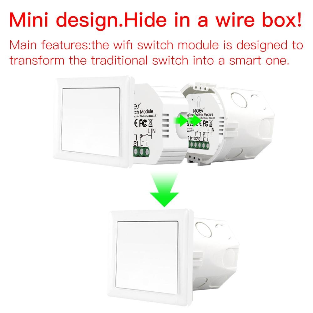 ZigBee Smart Light Switch Module Tuya No Neutral Wire 2 Way Required 2MQTT Relay