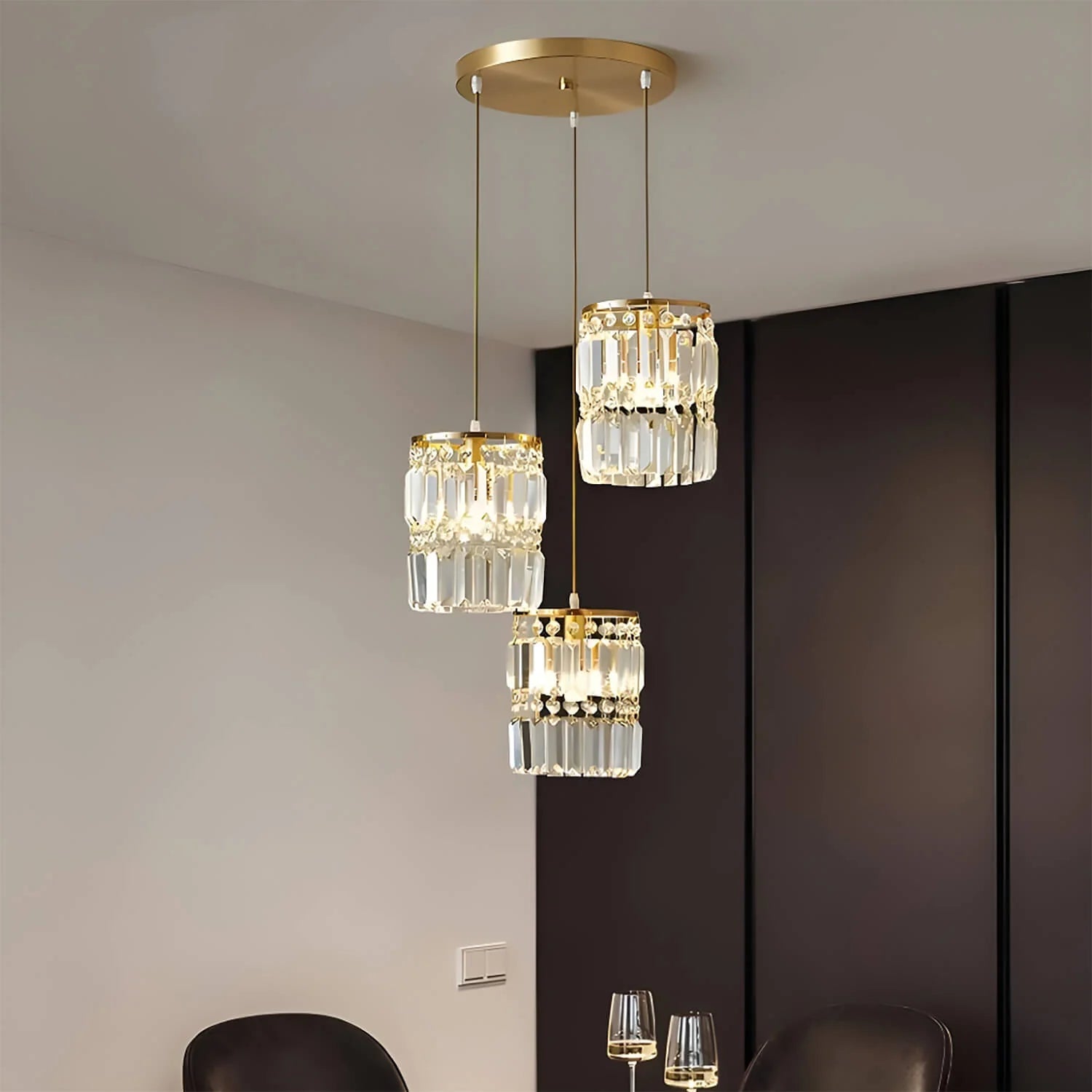 1- Light Gold Crystal Linear Pendant Light