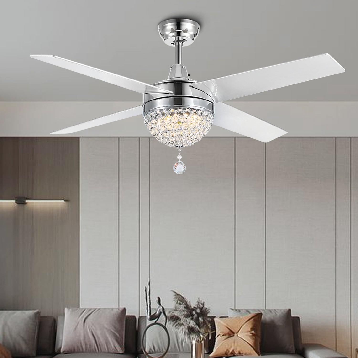 4 - Blade LED Crystal Ceiling Fan with Remote Control | Lumimuse