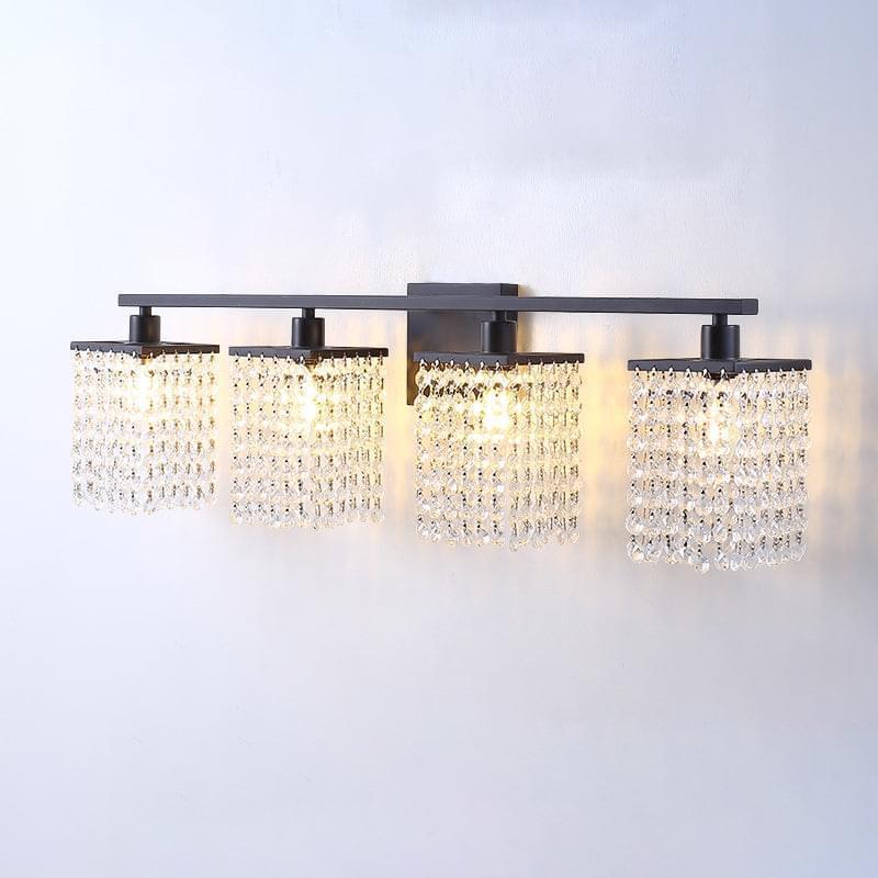 4-Light Black Crystal Vanity Light | Lumimuse