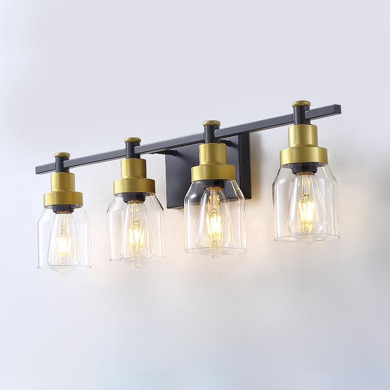 4-Light Black and Gold Glass Vanity Light | Lumimuse