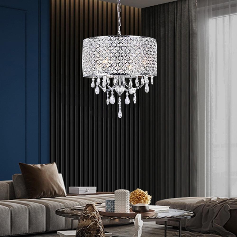 4-Light Candle Style Drum Crystal Chandelier | LumiMuse