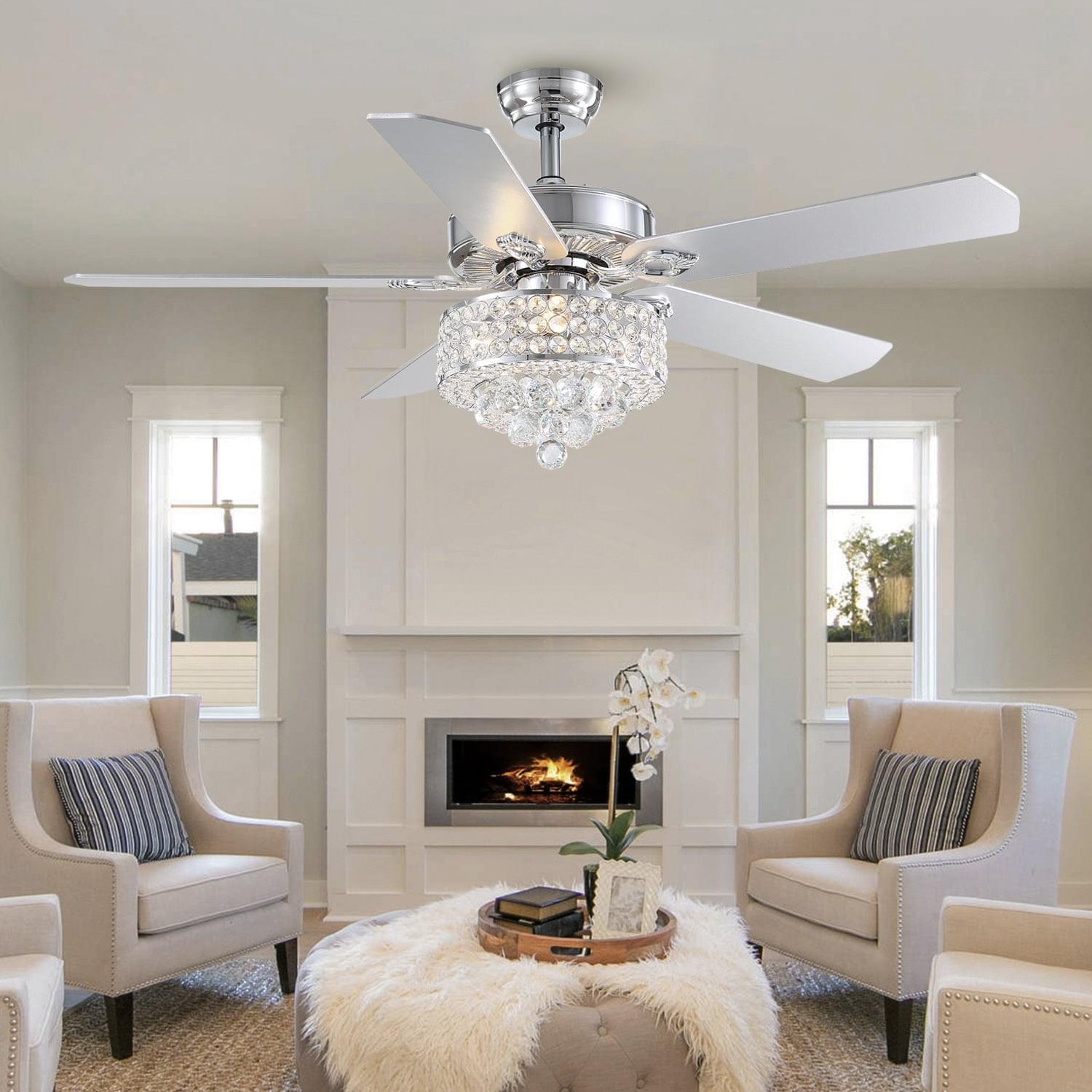 5 - Blade Luxury Crystal Ceiling Fan with Remote Control | Lumimuse