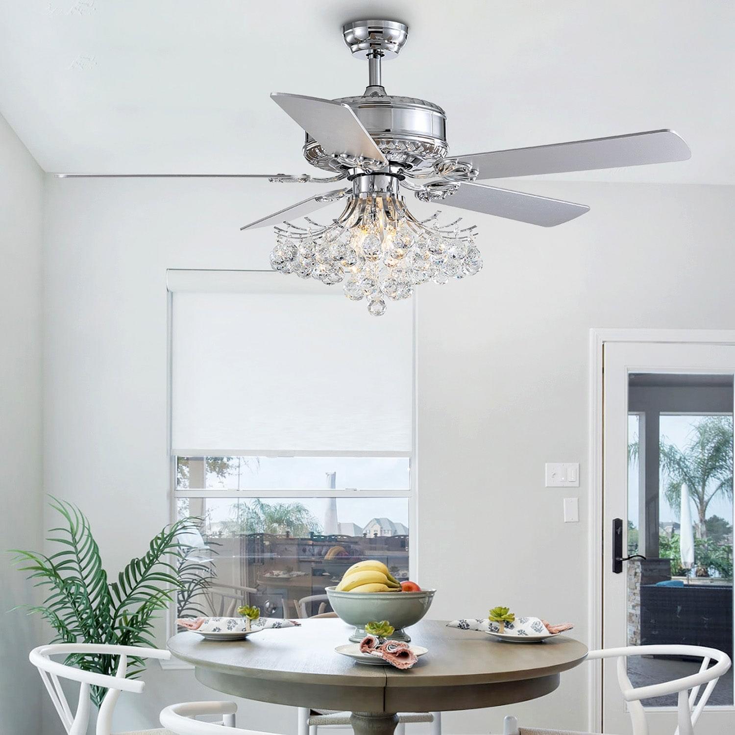 5 - Blade Raindrop Crystal Ball Ceiling Fan with Remote Control | LumiMuse