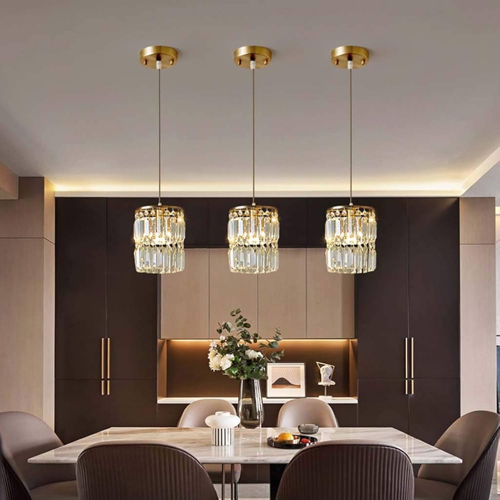 1- Light Gold Crystal Linear Pendant Light