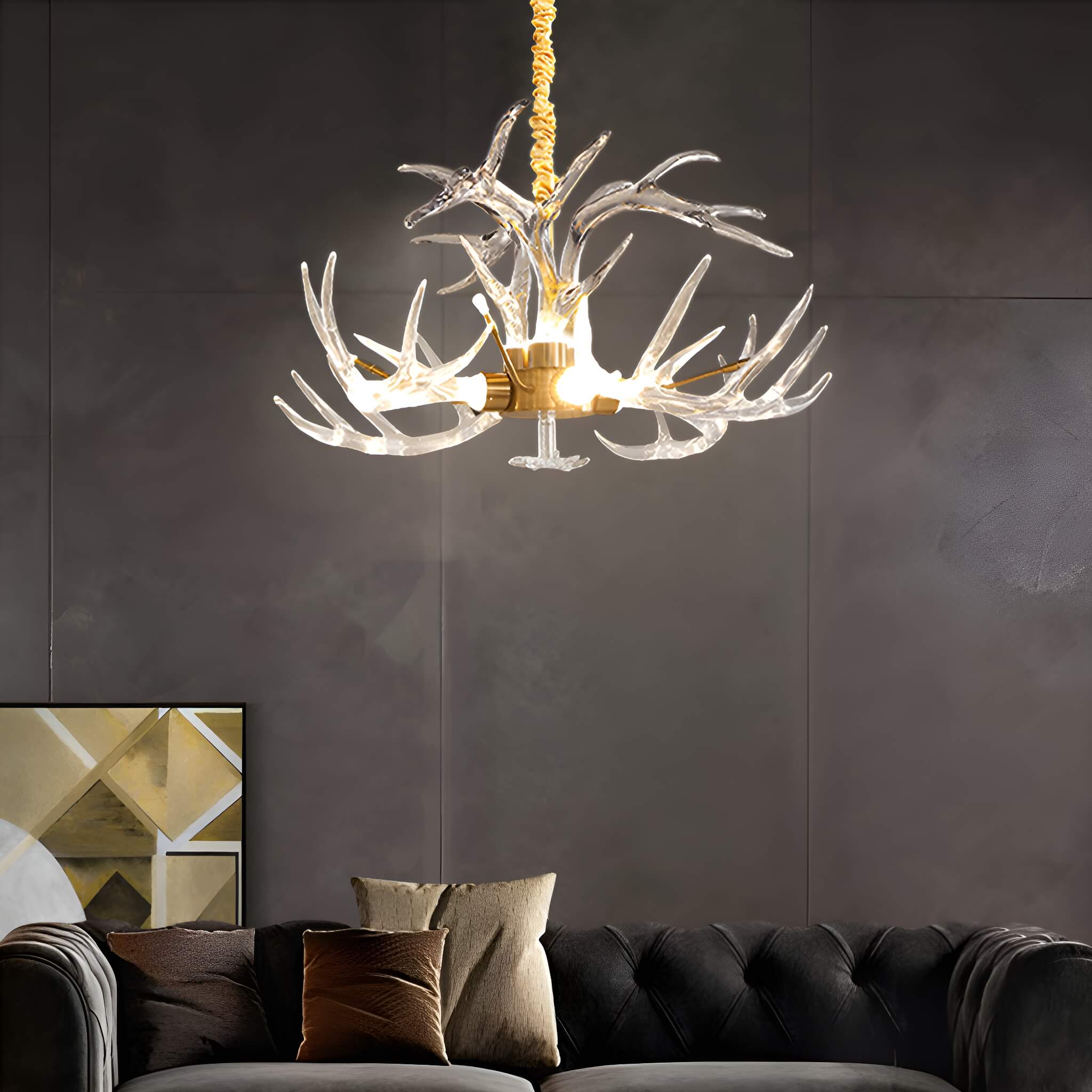 Lumimuse 7-Light Resin Deer Horn Antler Ceiling