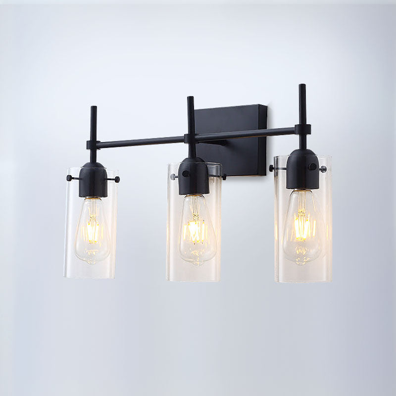 Black Clear Glass Modern Vanity Light | Lumimuse