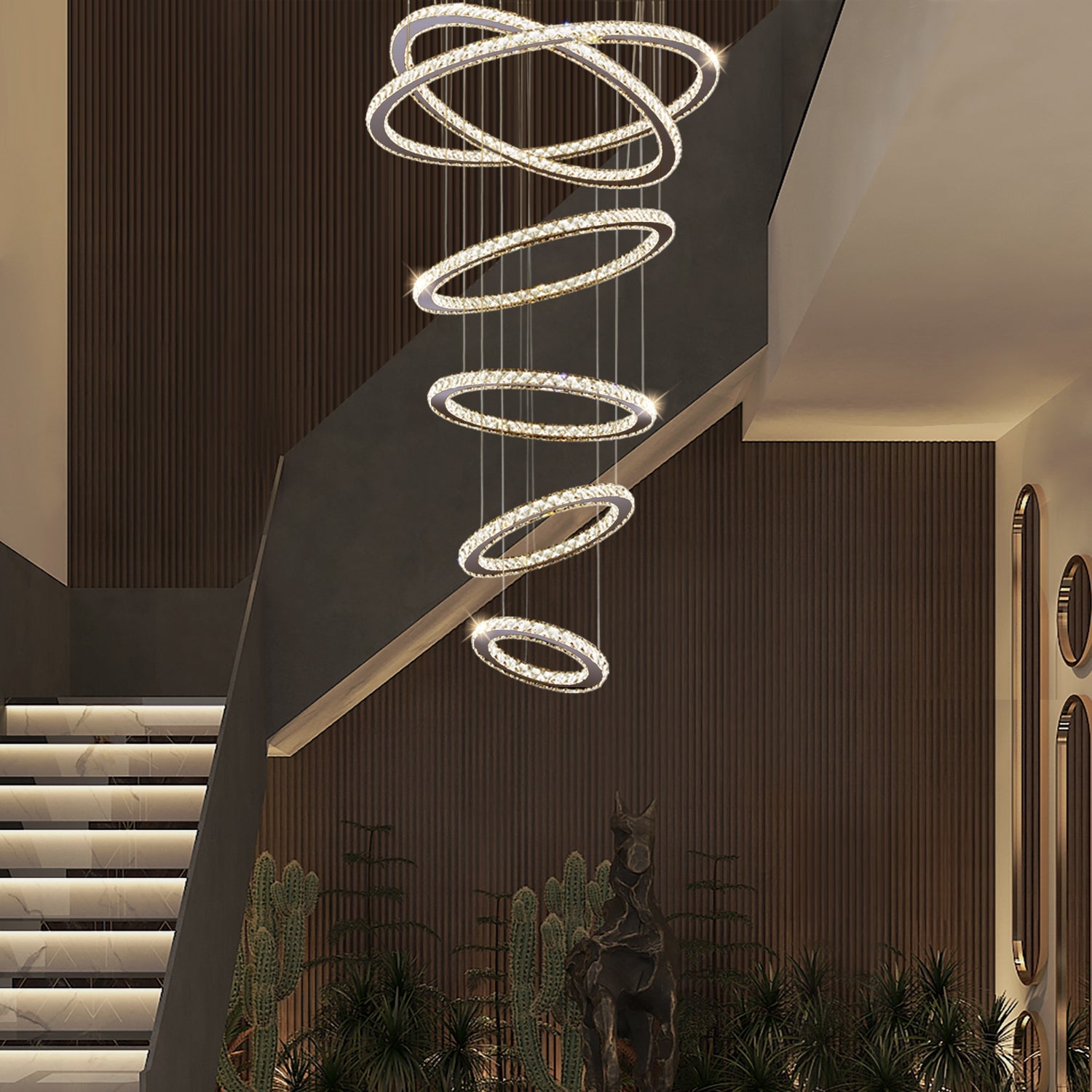 Five & Six Ring Crystal Chandelier Suspension Lights | LumiMuse