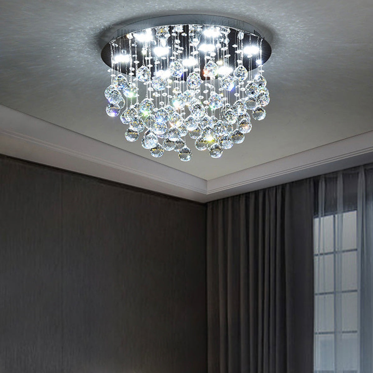 Modern Flush Mount Crystal Chandelier - Fruit Shaped Ceiling Light | LumiMuse