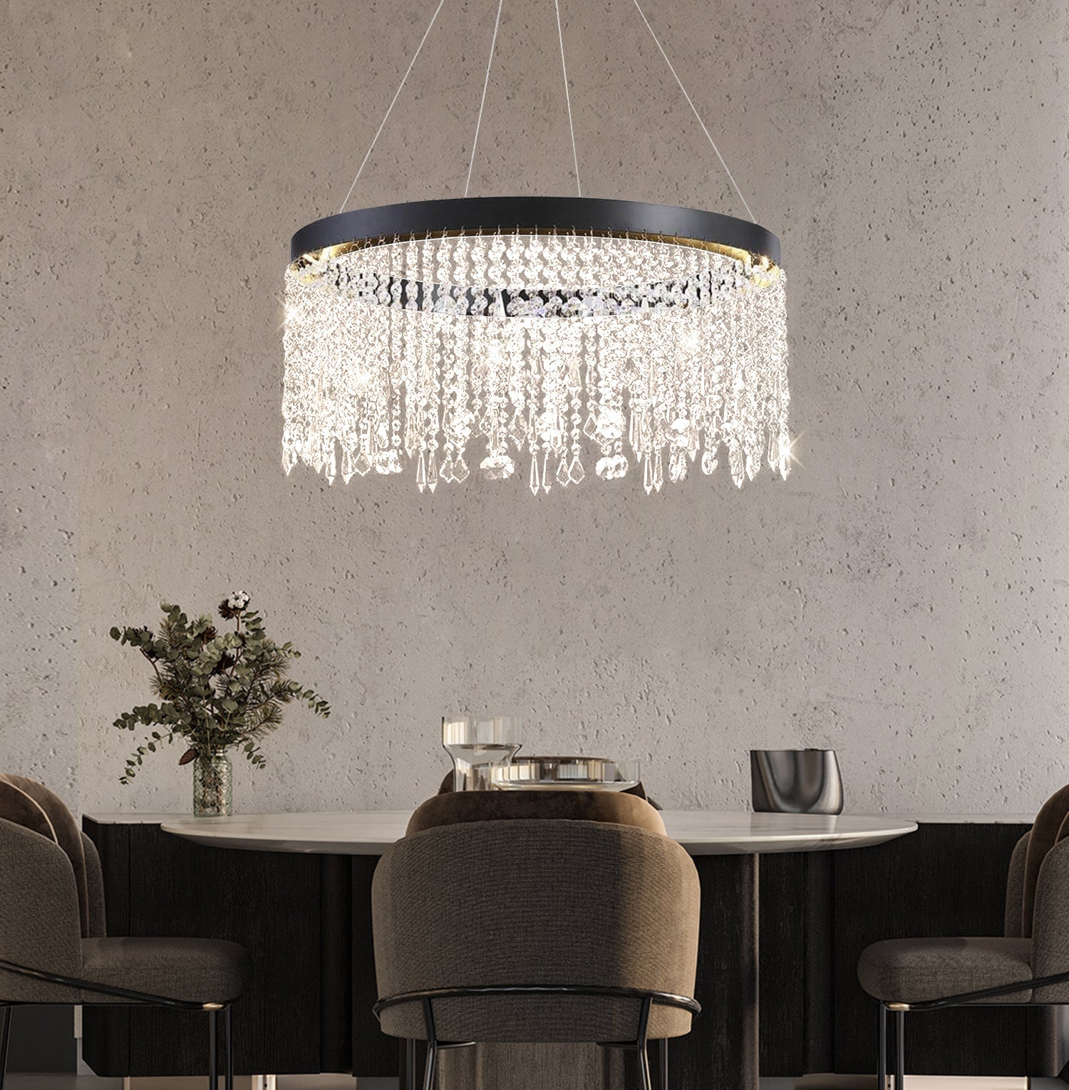 Circular Crystal Raindrop Chandelier | Lumimuse