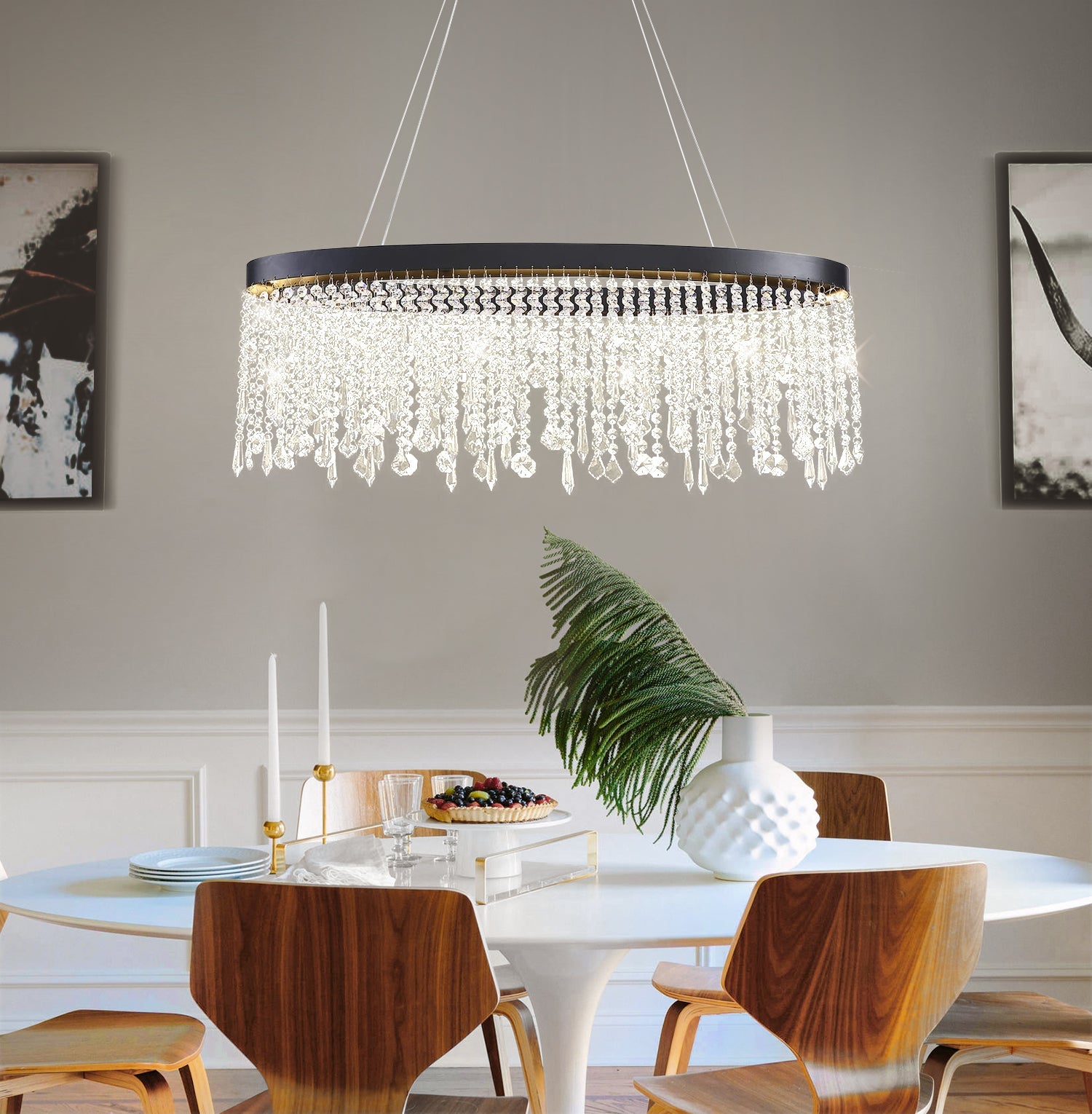 Oval Crystal Raindrop Chandelier | Lumimuse