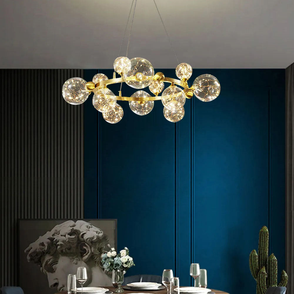 Gold Glass Globe Chandelier | Lumimuse