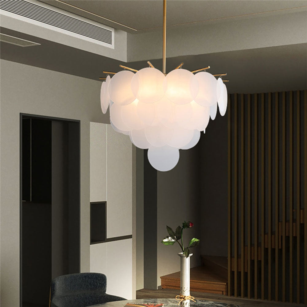 Modern White Glass Chandelier | LumiMuse