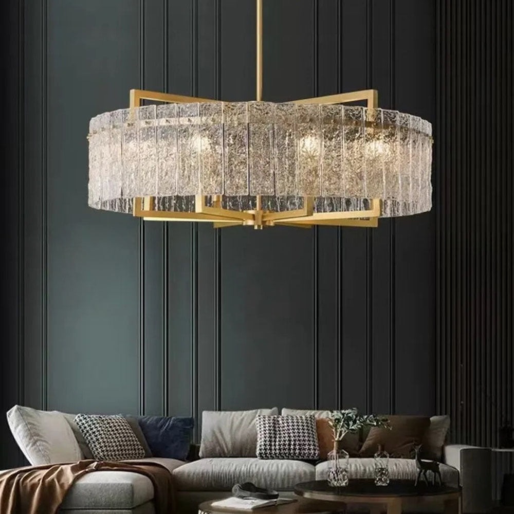 Round Brass Drum Chandelier | LumiMuse