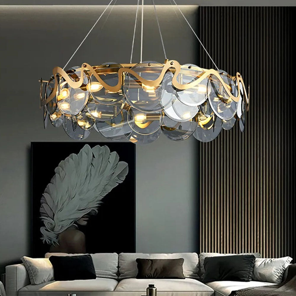 Smokey Gray Glass Chandelier | LumiMuse