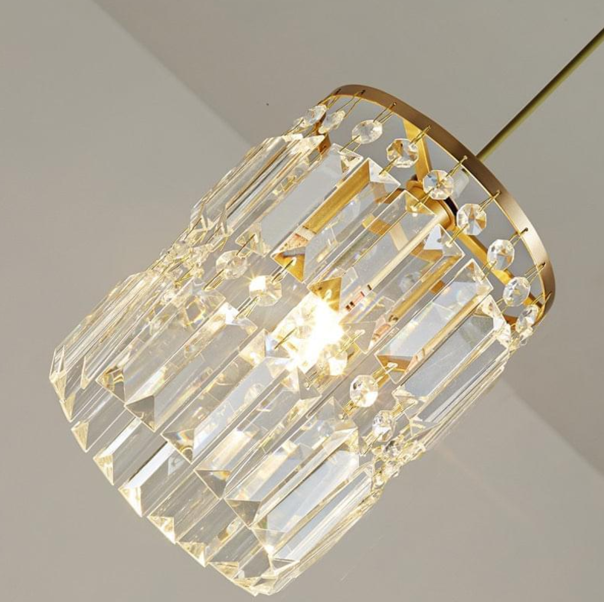 1- Light Gold Crystal Linear Pendant Light