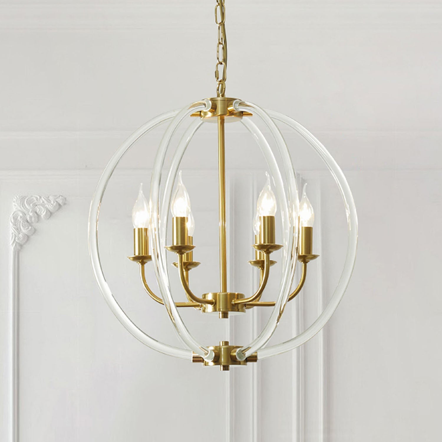 Glass Gold Orb Chandelier | Lumimuse