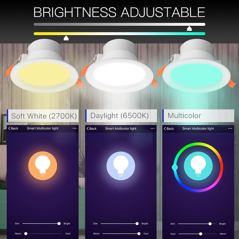 LumiMuse WiFi Smart LED Downlight Dimmable Round Colorful Spotlight Lighting 7W RGB Color Changing Bulb