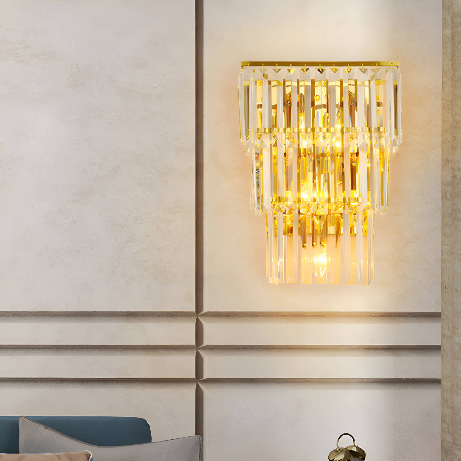 Luxury TV Background Postmodern Crystal Wall Light | Lumimuse