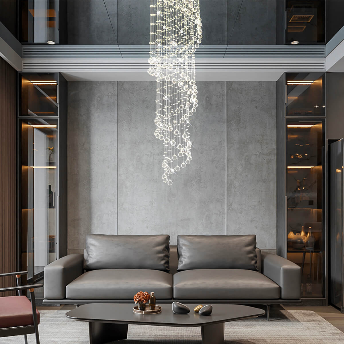 Modern Spiral Raindrop Foyer Chandelier | LumiMuse