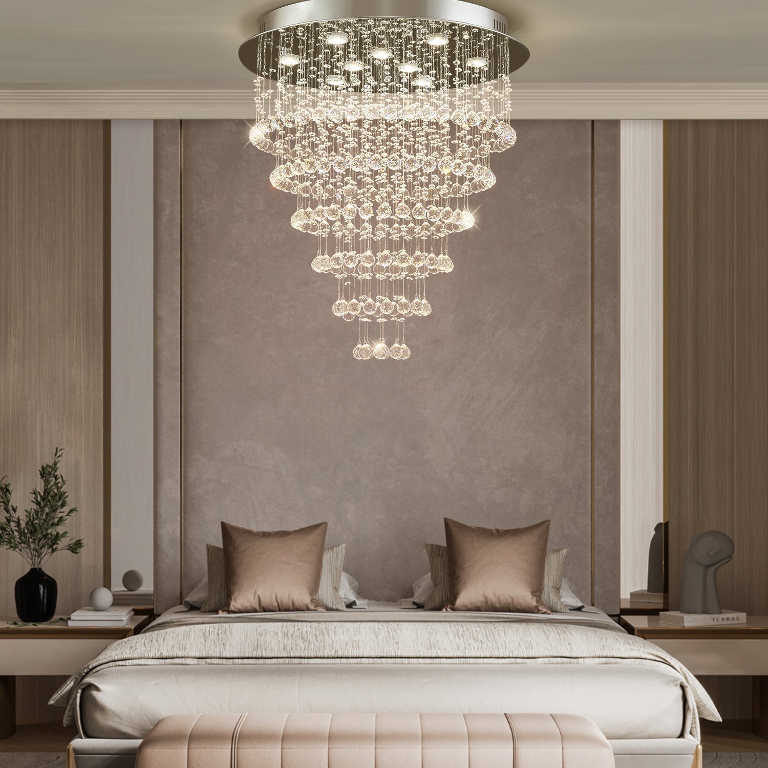 Multi Layer Round Crystal Chandelier Ceiling Lights | LumiMuse