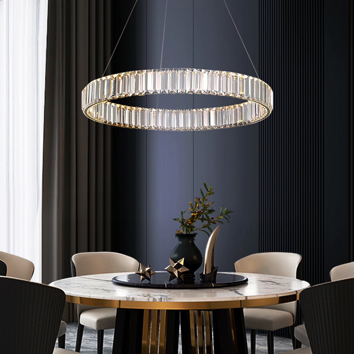 One Ring Crystal Chandelier | LumiMuse