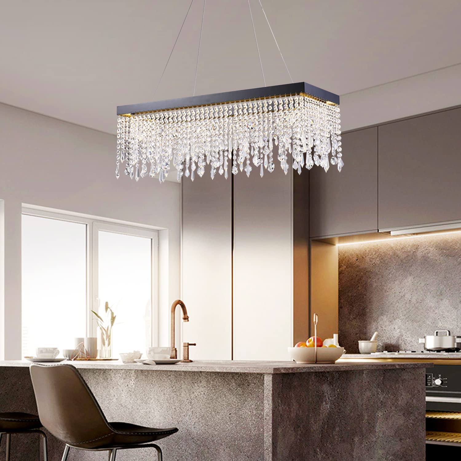 Rectangle Crystal Raindrop Chandelier | Lumimuse