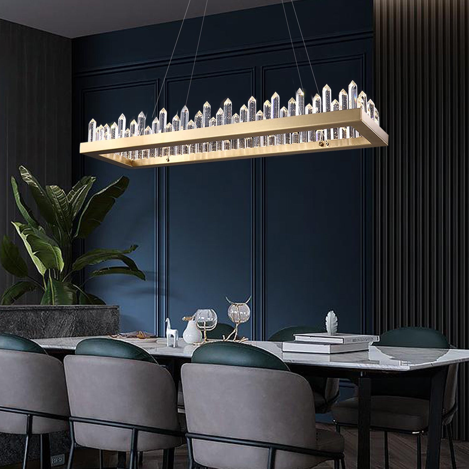 Rectangular Iceberg Crystal Chandelier | LumiMuse