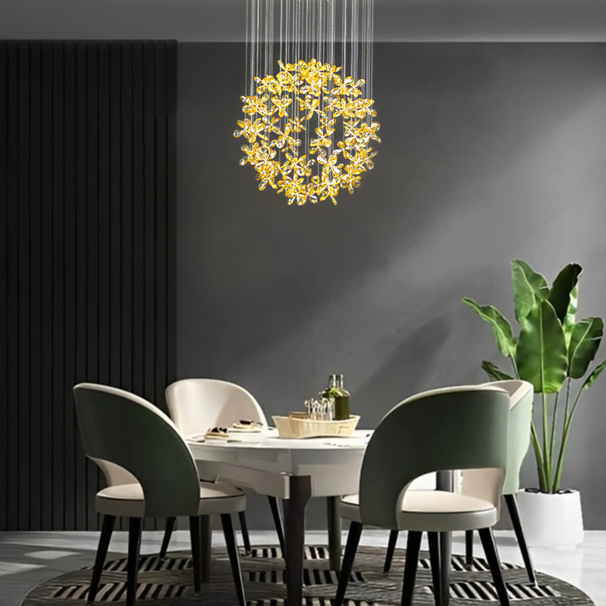 Restaurant Crystal Chandelier Circular Living Room Chandelier | LumiMuse