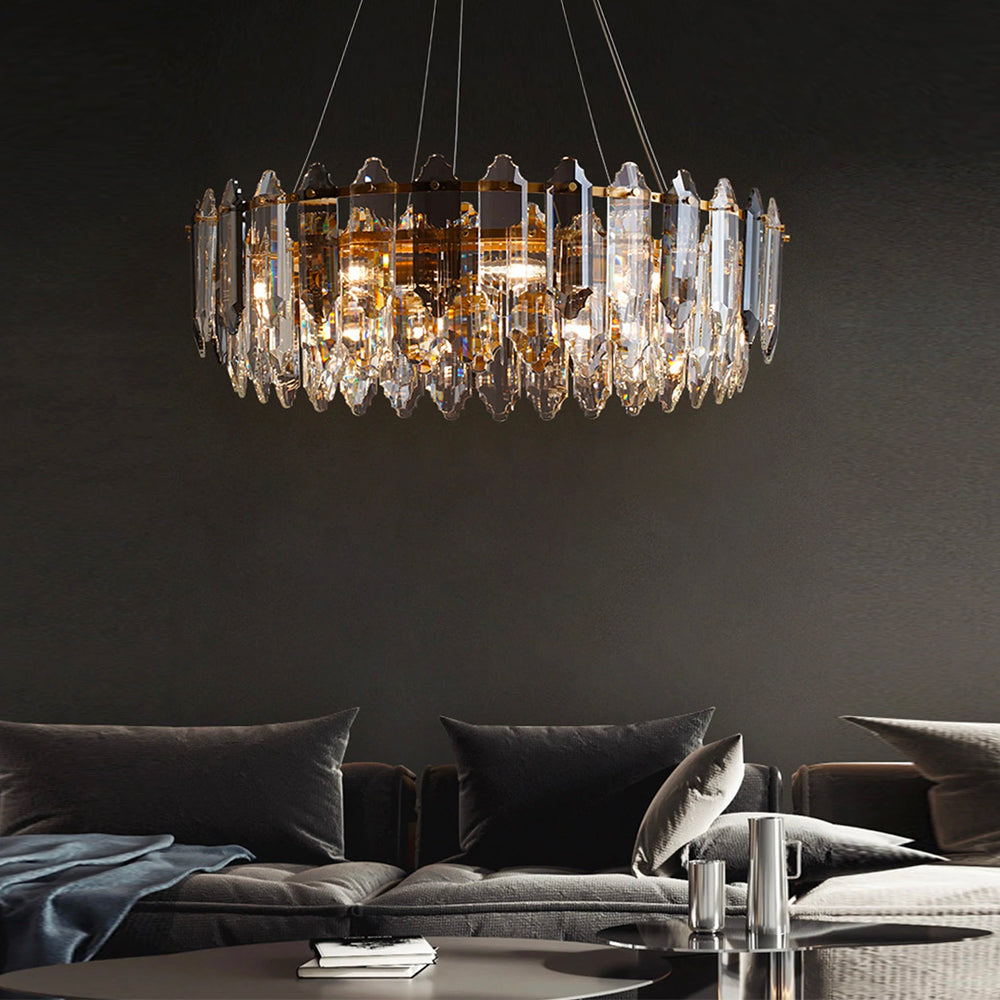 Round Glass Shade Metal Frame Chandelier | LumiMuse