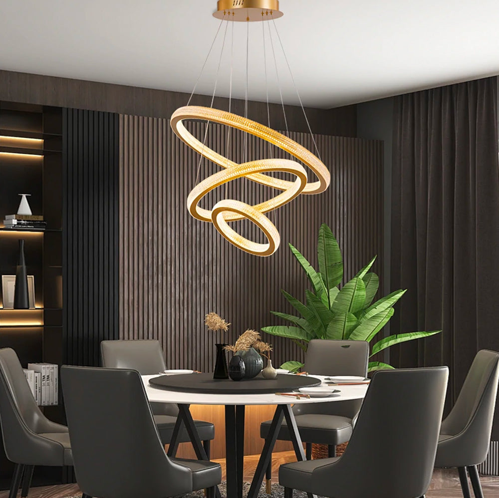 Three Rings Gold LED Chandelier | LumiMuse