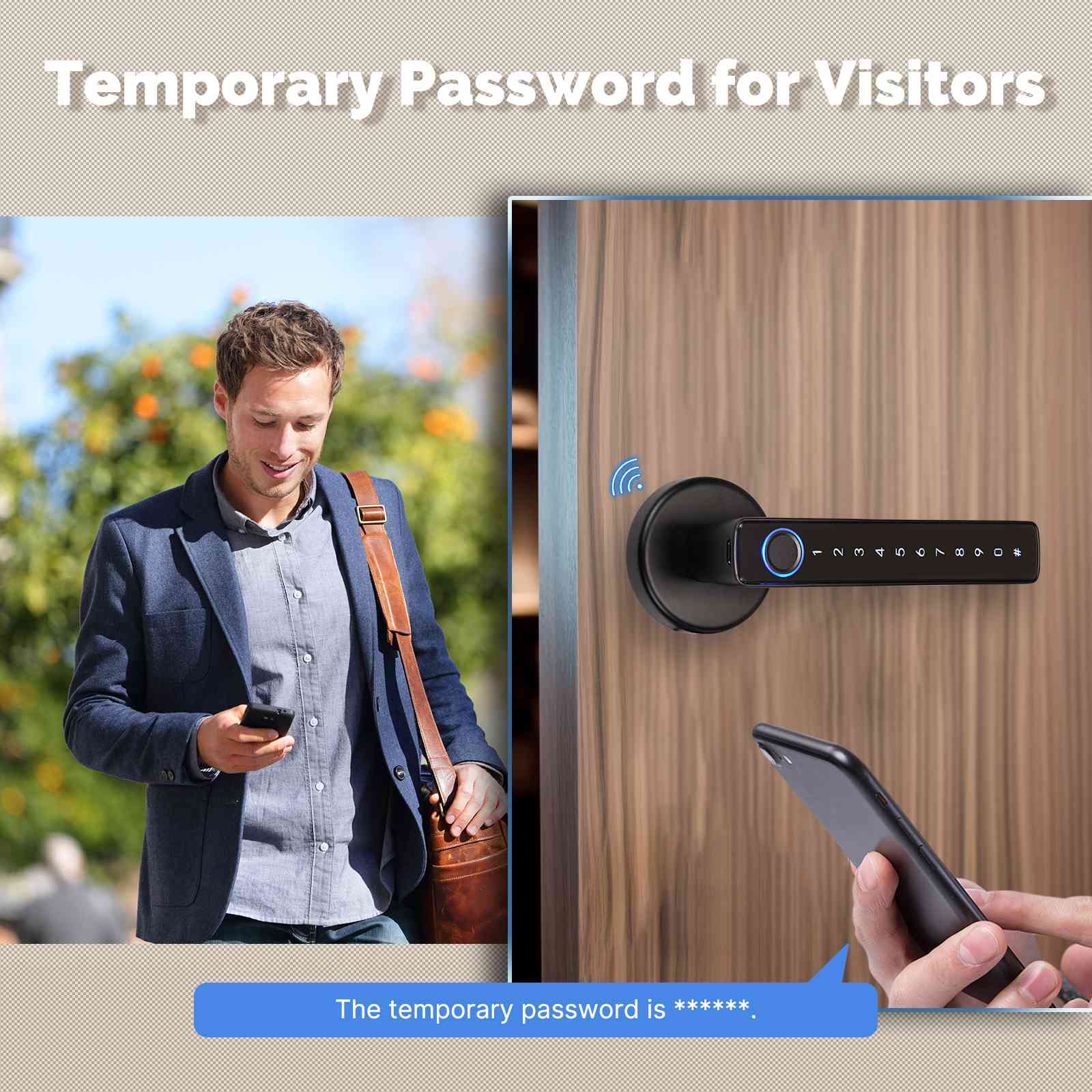 Bluetooth Smart Door Lock with Passcode keypad, Biometric Entry Doorknob with Handle