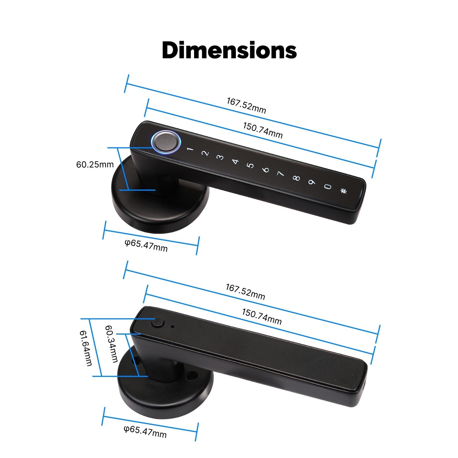 Bluetooth Smart Door Lock with Passcode keypad, Biometric Entry Doorknob with Handle