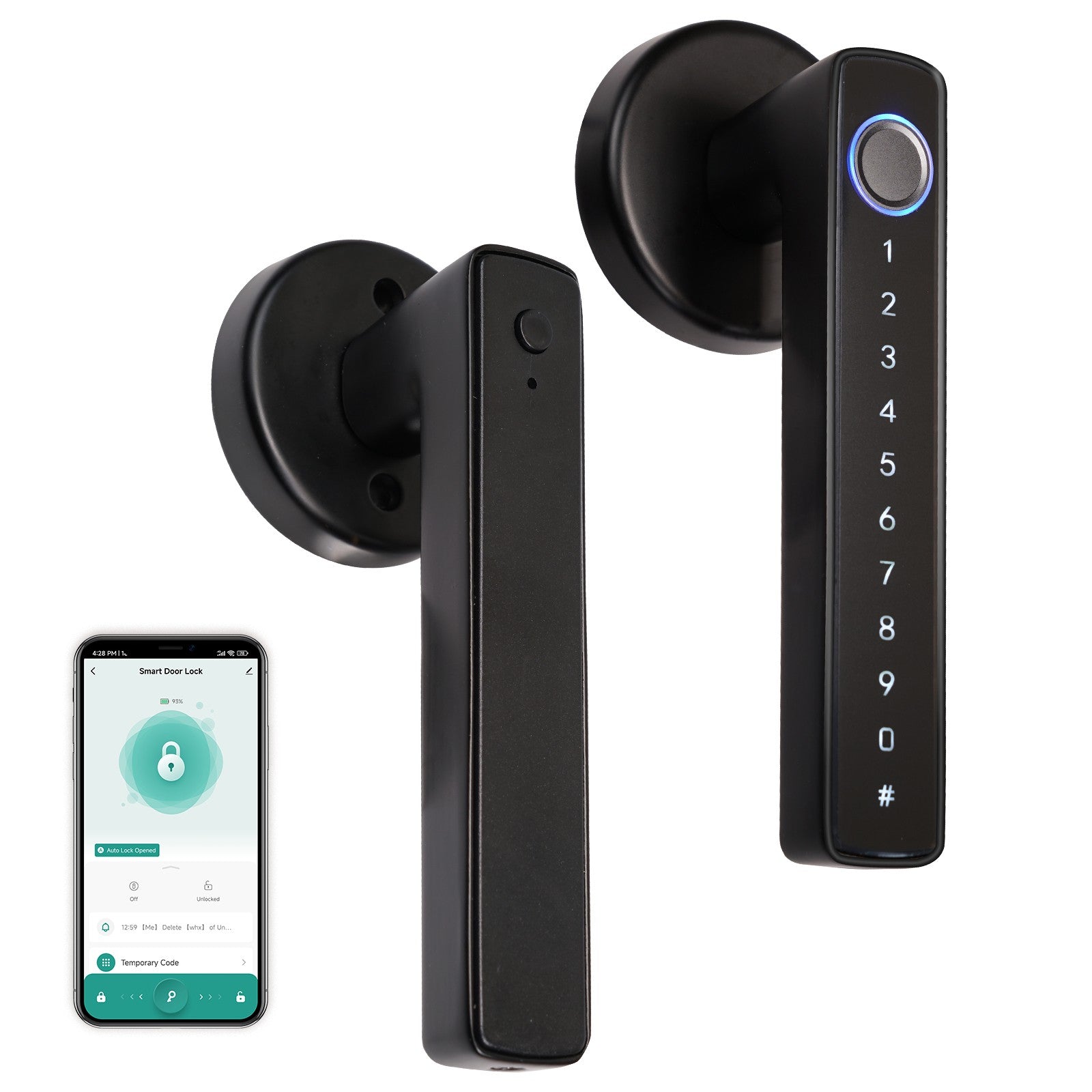 Bluetooth Smart Door Lock with Passcode keypad, Biometric Entry Doorknob with Handle | LumiMuse