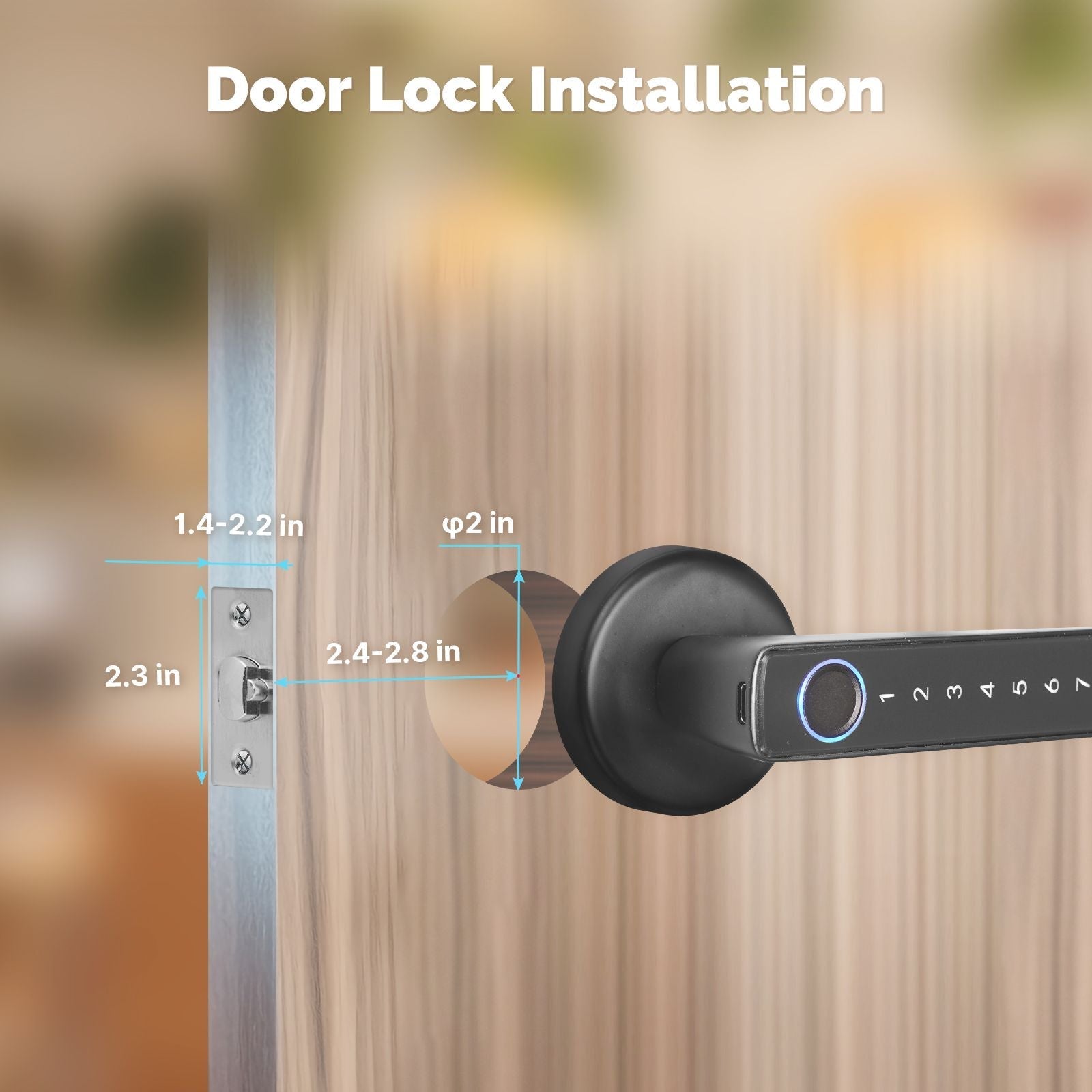 Bluetooth Smart Door Lock with Passcode keypad, Biometric Entry Doorknob with Handle