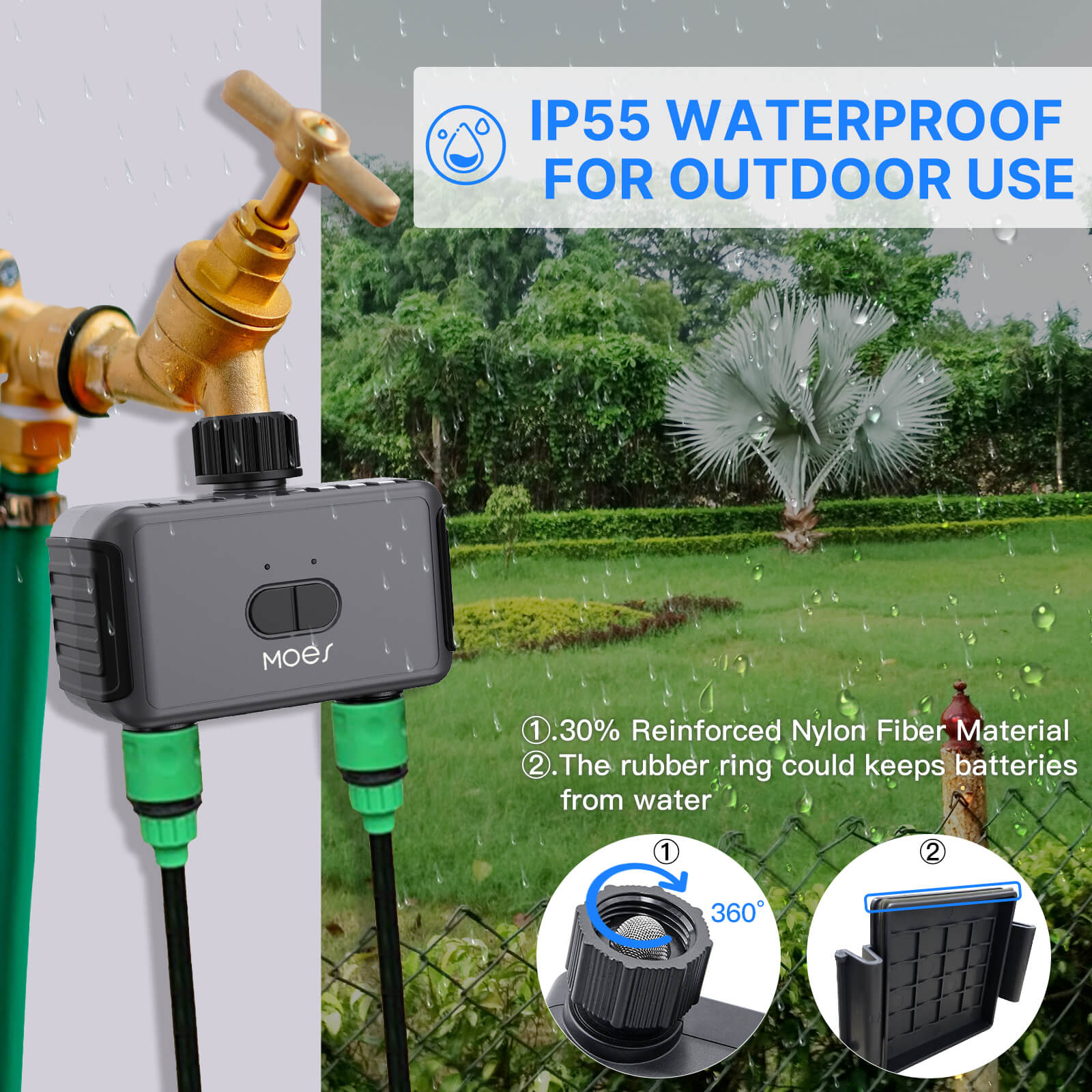 Bluetooth Timer, Smart Sprinkler Water Timer with 2 Outlet