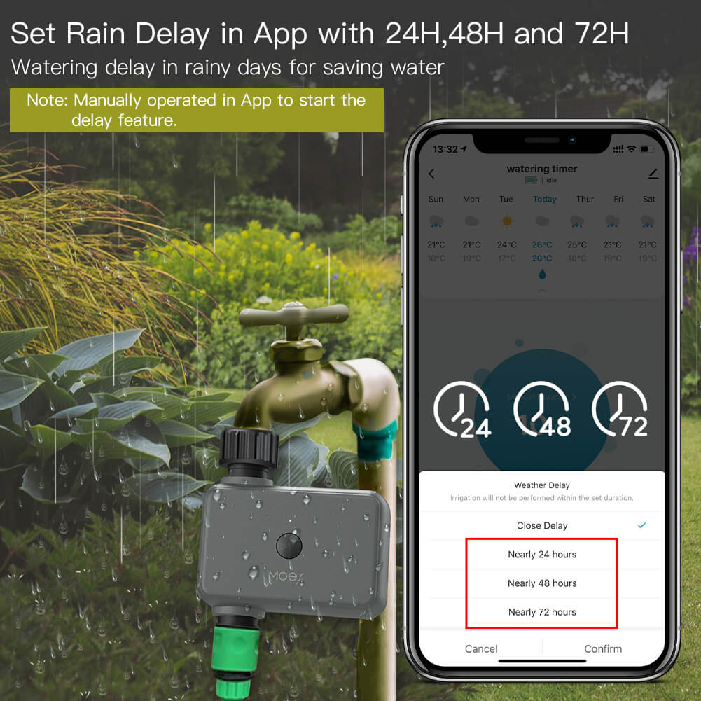 Bluetooth Smart Sprinkler Water Timer with Rain Delay Filter Washer Programmable Irrigation Timer