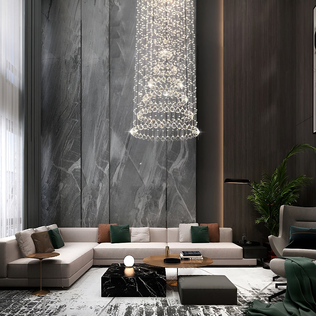 Contemporary Luxury Round Design Raindrop Crystal Chandelier | LumiMuse