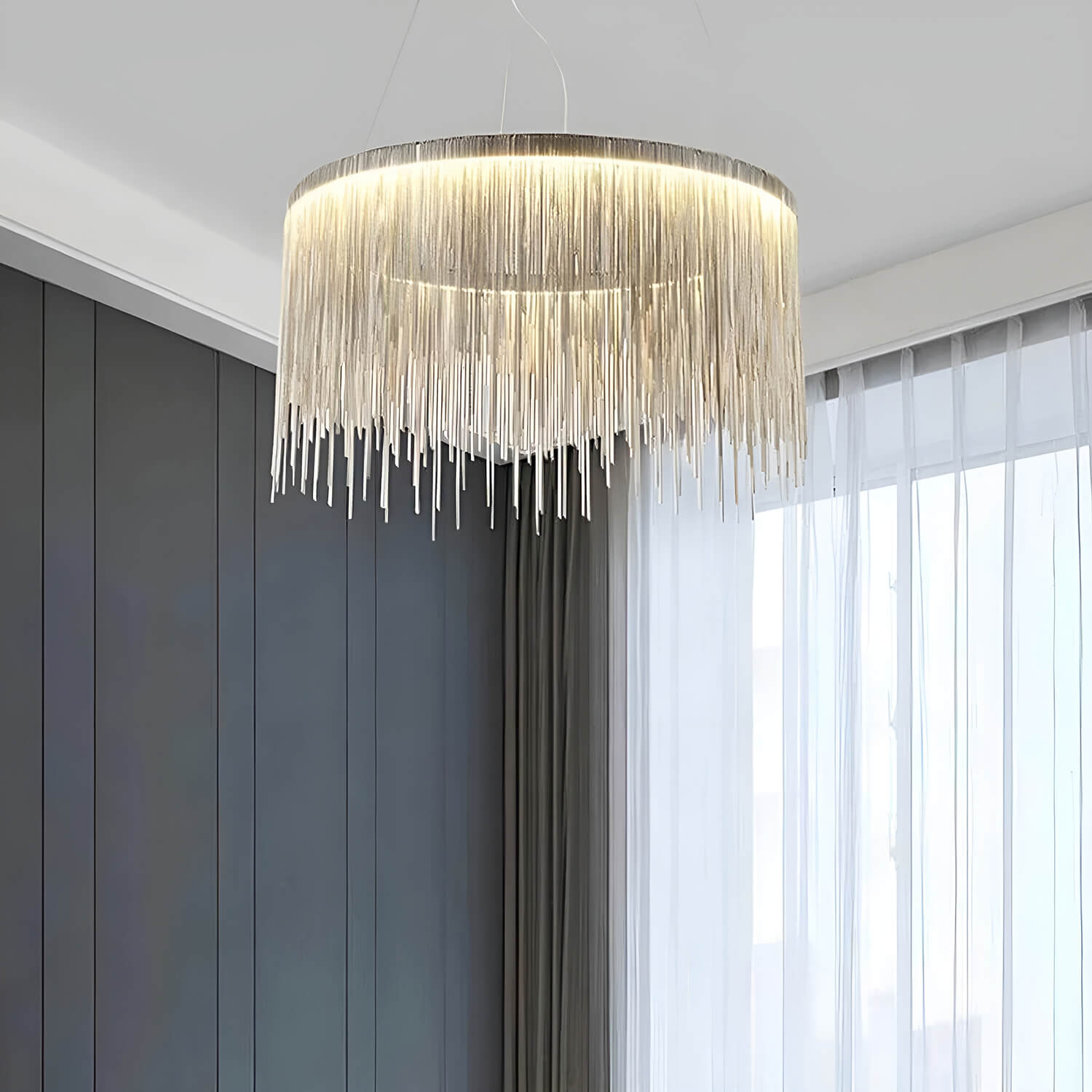 Lumimuse Open Box Special: Modern Round Linear Aluminum Chandelier 