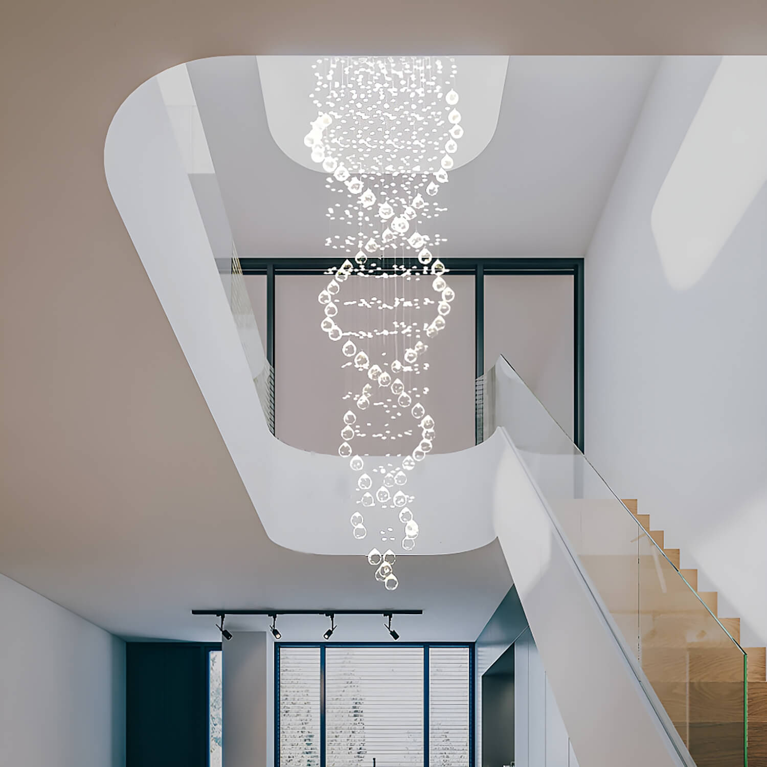 Lumimuse Open Box Deal: Double Spiral Modern Raindrop Chandelier for Staircase 