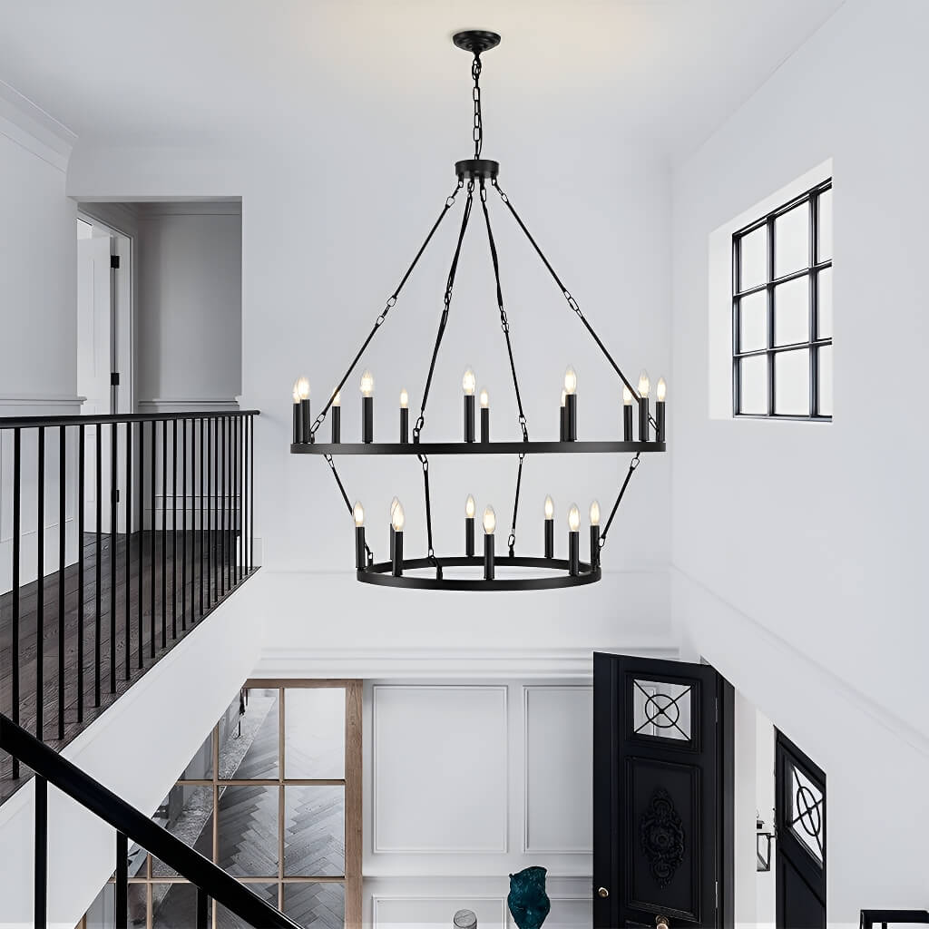 Lumimuse Double-Tier Iron Chandelier Industrial Rustic Lighting