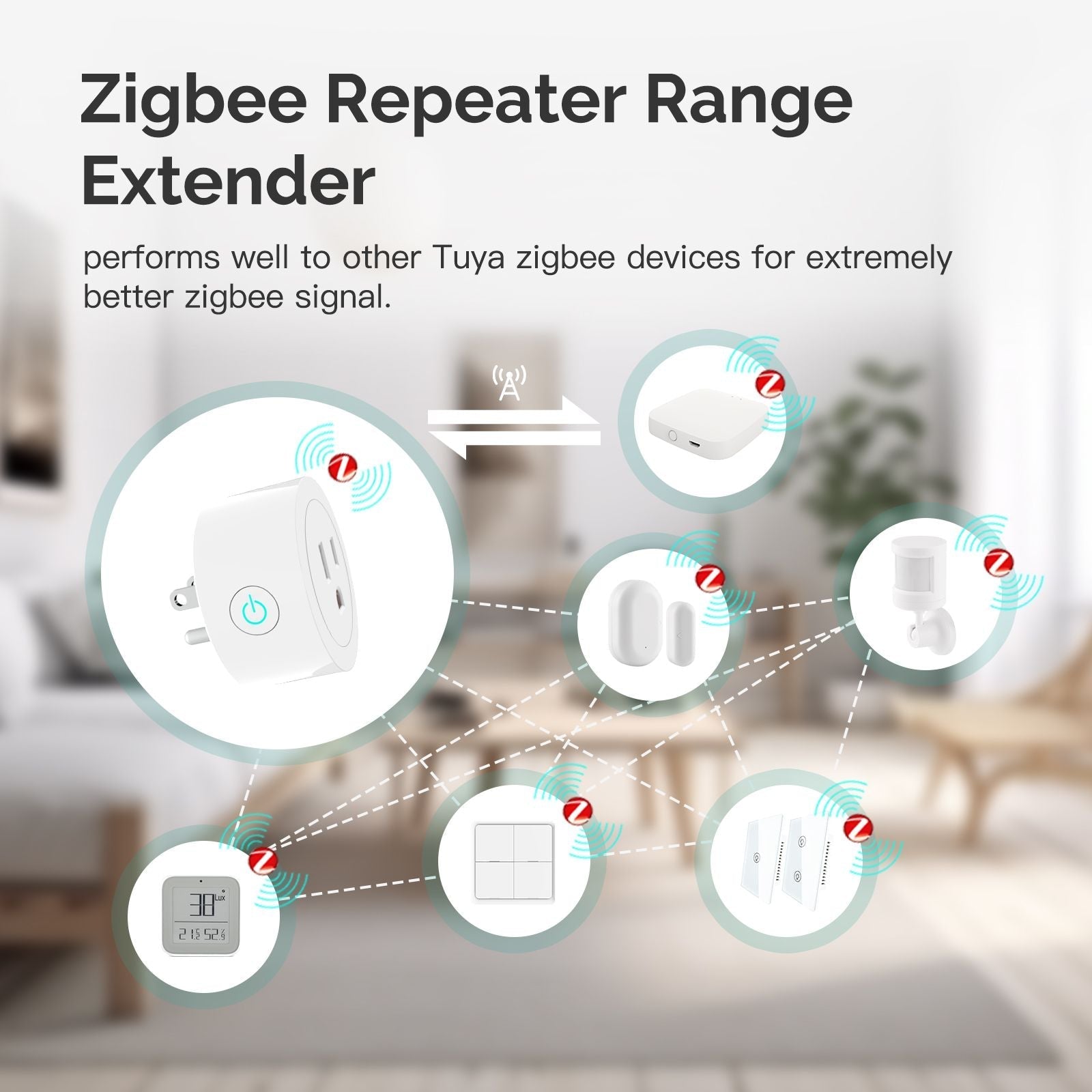 Energy Monitoring Smart Zigbee Plug Work as Repeater Range Extender EU/UK