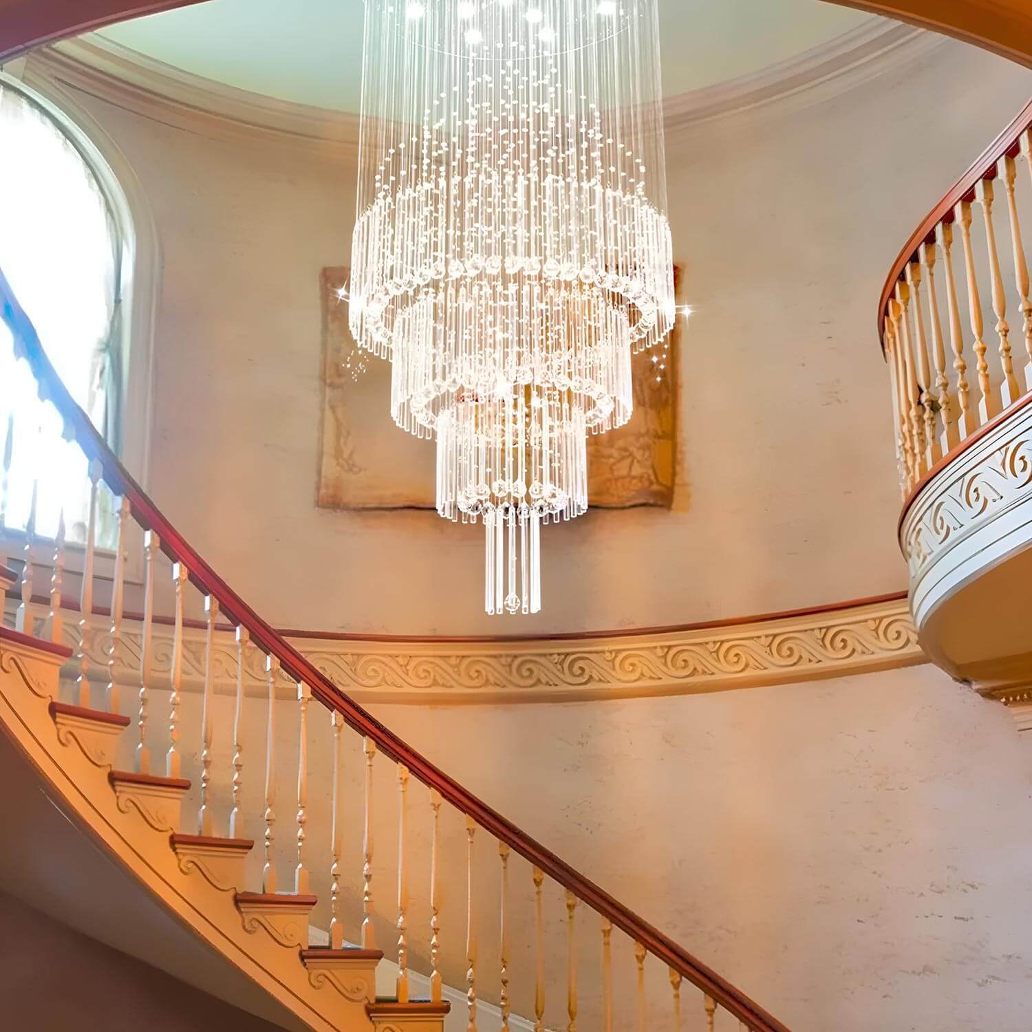 Floating Castle Raindrop Crystal Chandelier For Entryway - Double Layer | LumiMuse