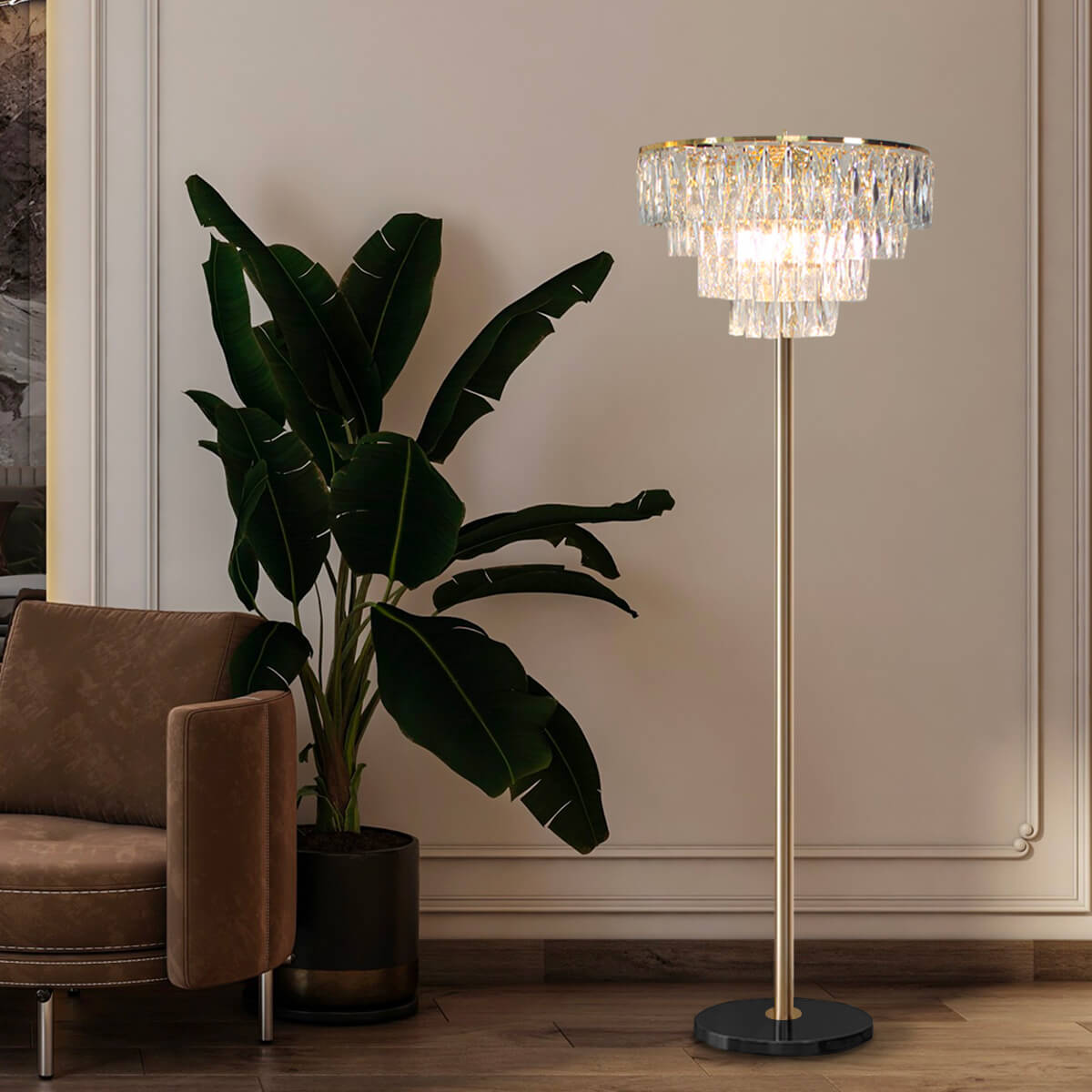 French Luxe Crystal Floor Lamp for Living Room and Bedroom | LumiMuse